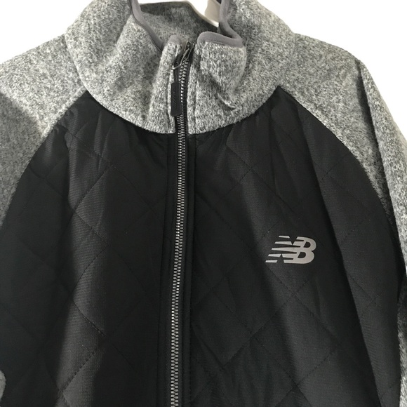 New Balance Men’s Diamond Quilted Zip Black Gray Sweater Fleece Jacket S Small - Picture 5 of 9